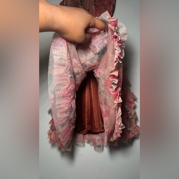 Mac Duggal Barbie Pink Floral Ruffled Cutout Dainty Halter Mini Dress Size 6 - Picture 12 of 16